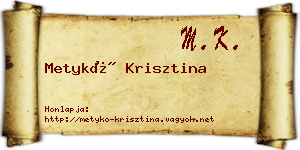 Metykó Krisztina névjegykártya